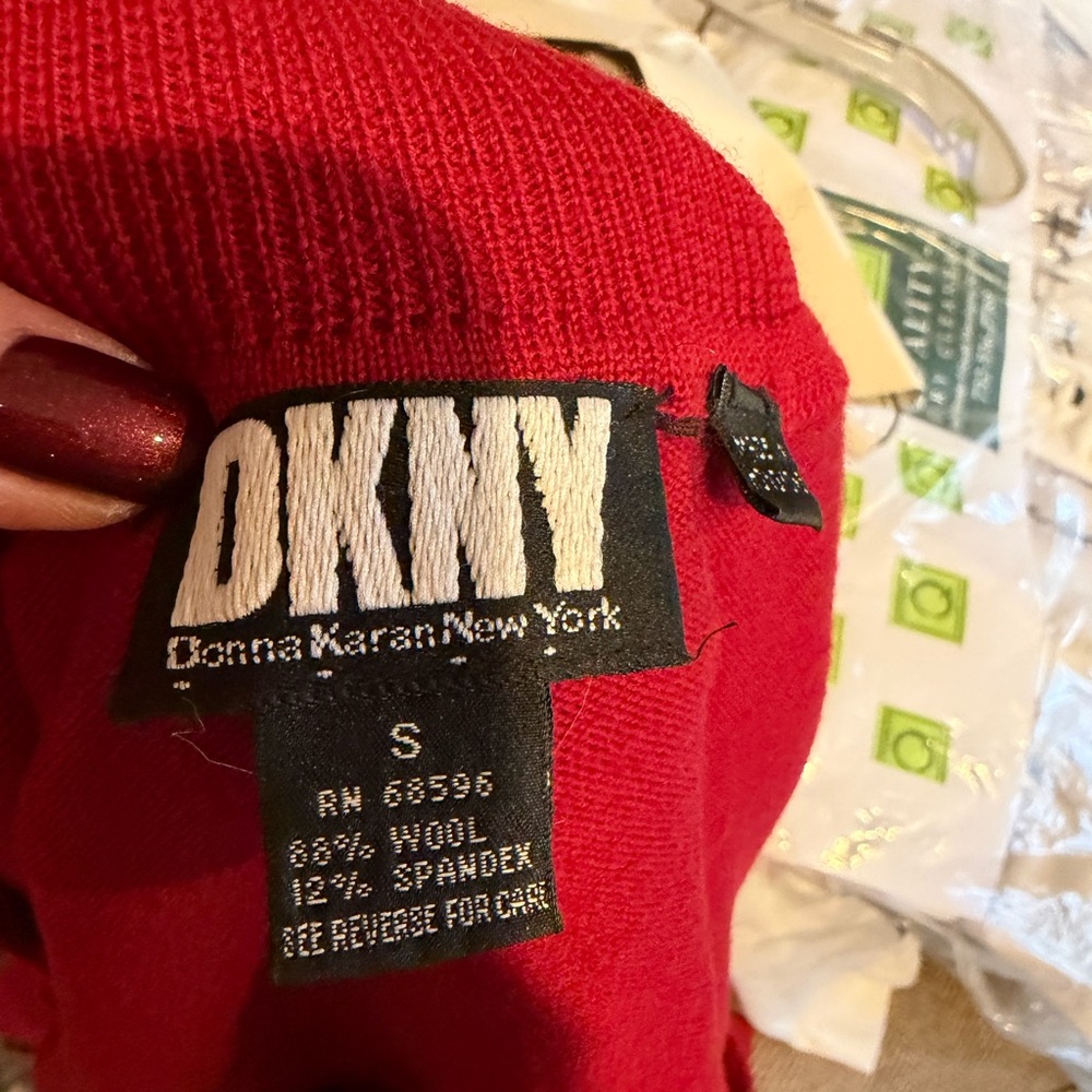 DKNY Women's Vibrant Red Turtleneck Sweater Bodysuit - Picture 4 of 4